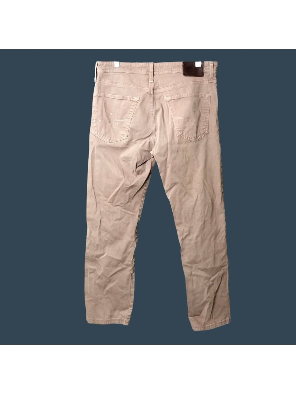 AG Adriano Goldschmied 33x34 Slim Beige Pants Stretch Cotton Blend